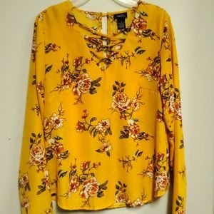 Mustard floral blouse